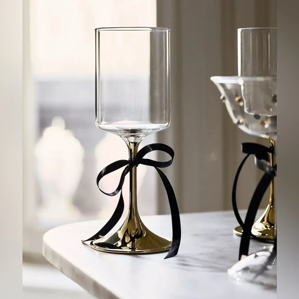 Anthropologie Morgan Metallic Wine Glasses, NIP - Picture 2 of 4